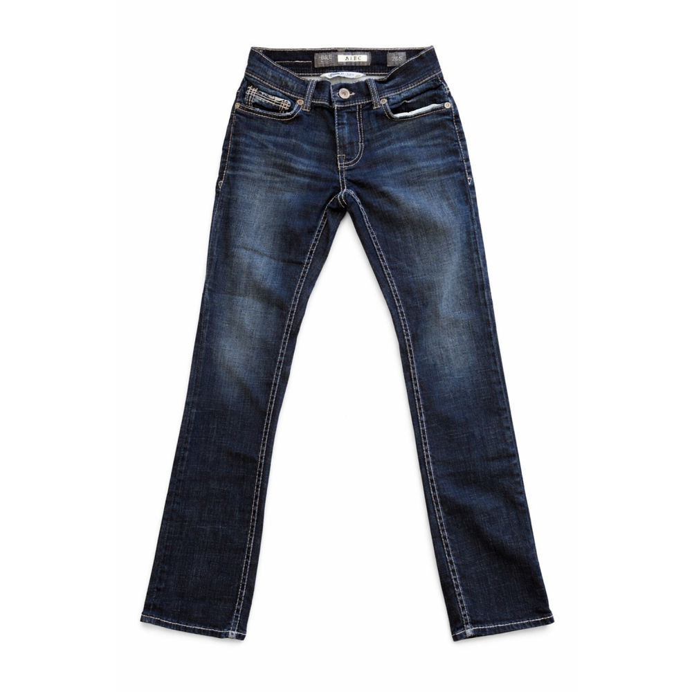 BKE Alec Straight Leg Jeans 26S Dark Wash Thick Stitch Low Rise Denim